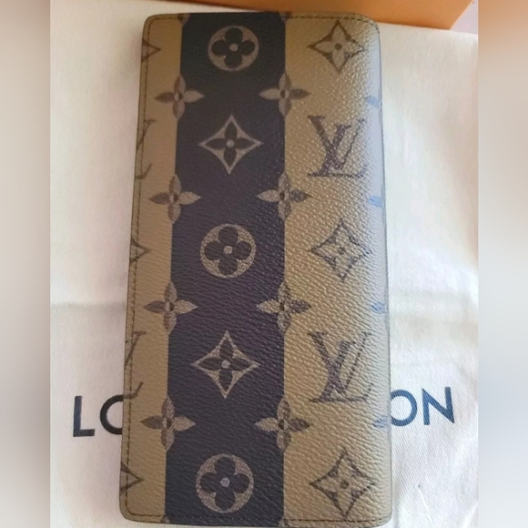Louis Vuitton Brazza Monogram Stripes Coated Canvas Wallet Virgil Abloh x NIGO - Picture 11 of 16